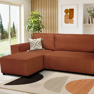 Hjørnesofa <strong>Klyndo</strong>  Lincoln Terrakotta med Opbevaring 242 cm