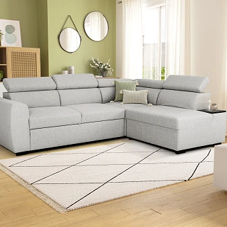 Hjørnesofa <strong>Skänta</strong>  Neve Musgrå med 3x Nakkestøtte 245 cm
