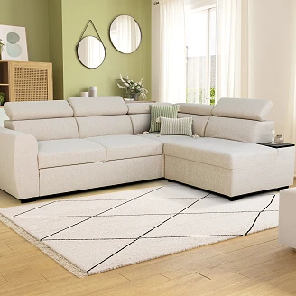 Hjørnesofa <strong>Skänta</strong>  Neve Beige med 3x Nakkestøtte 245 cm