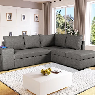Hjørnesofa <strong>Nordastr</strong>  Neve Antracit med USB & 2 skamler 247 cm