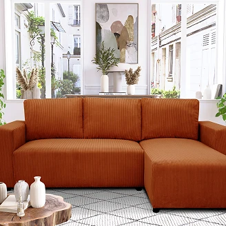 Hjørnesofa <strong>Volmi</strong>  Lincoln Terrakotta med Opbevaring 224 cm