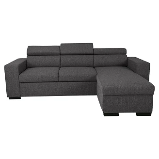 Hjørnesofa <strong>Dövlo</strong>  Portland Musgrå med 3x Nakkestøtte & Opbevaring 237 cm
