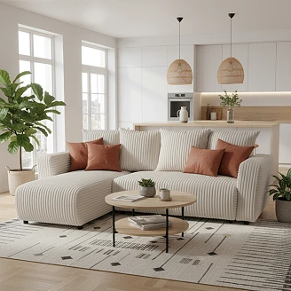 Hjørnesofa <strong>Braxlo</strong>  Velo Perlegrå med Opbevaring 240 cm