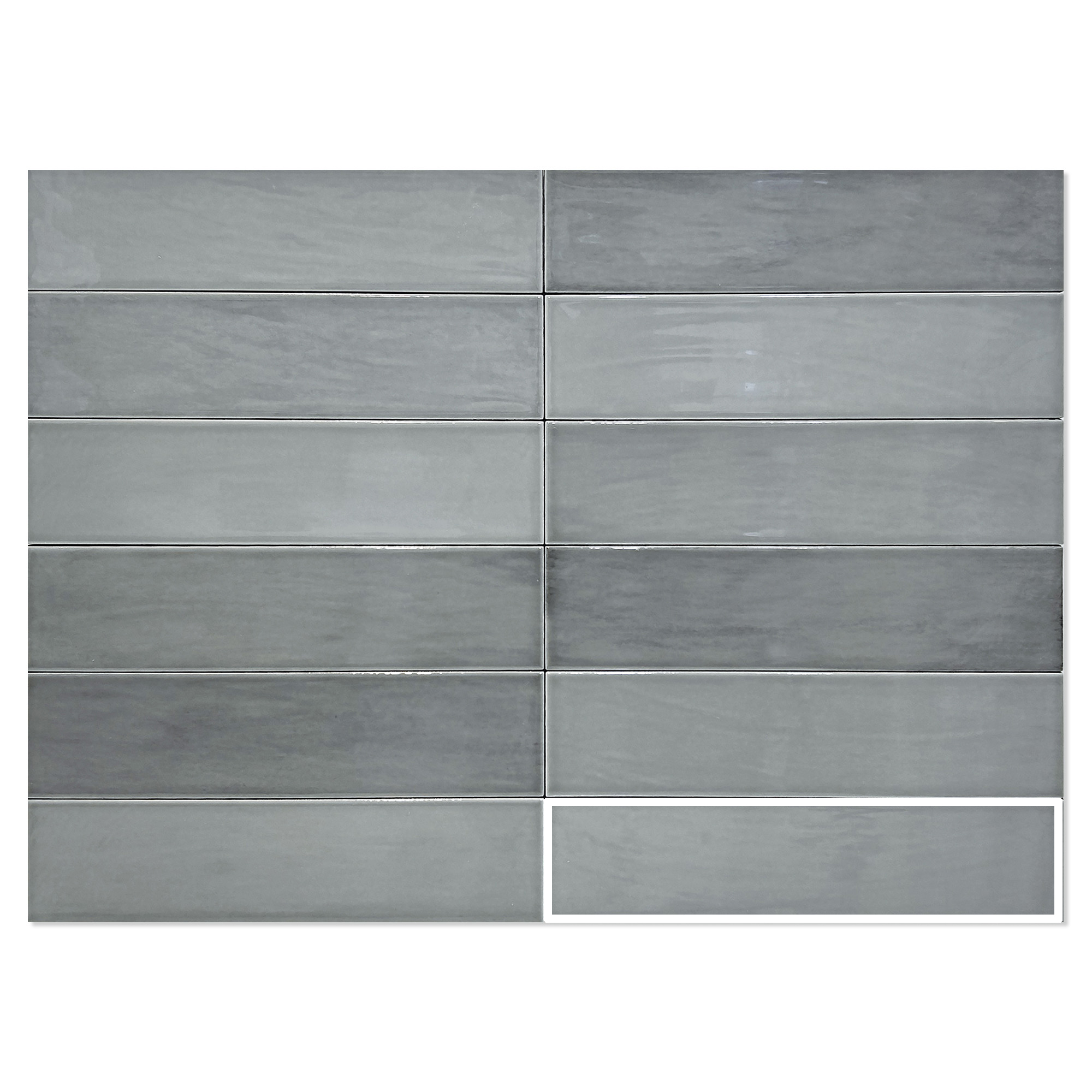 Klinker Zellige Mayolica Grå Blank 7x28 cm
