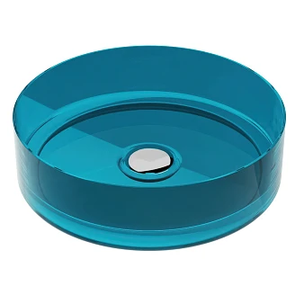 Håndvask <strong>Brillant</strong>  Dyb Turkis 36 cm med Krom Pop-up Bundventil