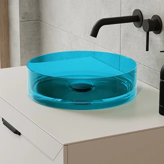 Håndvask <strong>Brillant</strong>  Dyb Turkis 36 cm med Sort Mat Pop-up Bundventil