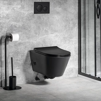 Væghængt Toilet <strong>Welle</strong>  Sort Blank med Bidetfunktion