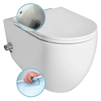 Væghængt Toilet <strong>Calma</strong>  Hvid Blank med Bidetfunktion