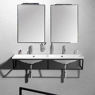 Dobbelt Håndvask Alira Støbt Marmor Hvid Blank 120 cm