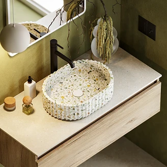 Terrazzo Håndvask <strong>Ardo</strong>  Oval Grøn Mat 49x36 cm