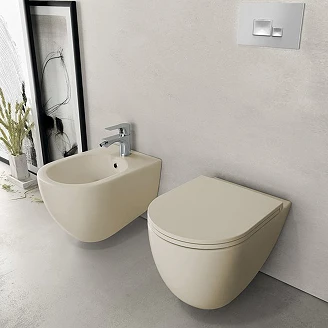Væghængt Toiletpakke <strong>Calma</strong>  Beige Mat med Indbygningscisterne Alca