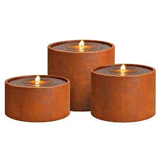 Cortenique Sæt med 3 stk. Springvand <strong>Rustika</strong>  Cortenstål Ø 30 cm