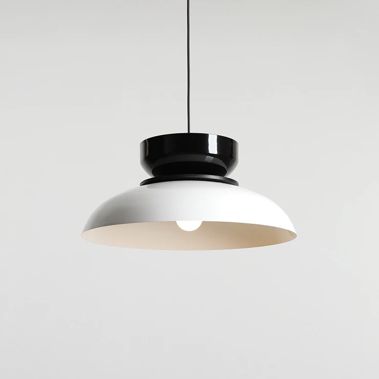 Hængende Lampe Rundo Mørk Hvid Glans, Sort Glans