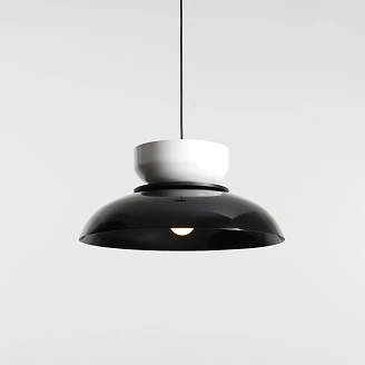 Hængende Lampe <strong>Rundo</strong>  Mørk Sort Glans, Hvid Glans