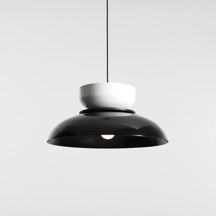 Hængende Lampe Rundo Mørk Sort Glans, Hvid Glans