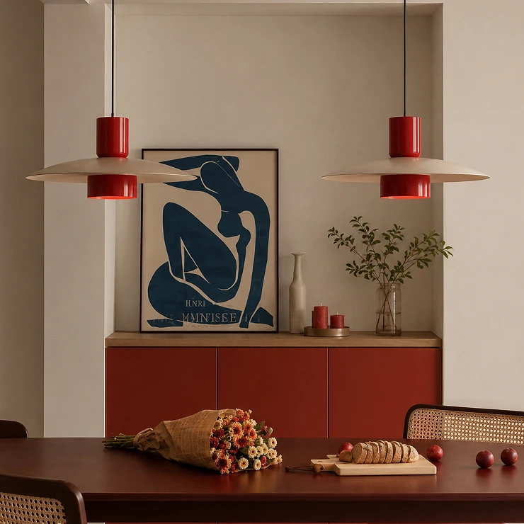 Hængende Lampe Harda Mørk Beige, Rød Chili