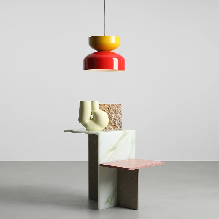Hængende Lampe Grindo Mørk Rød Chili, Sennepsgul