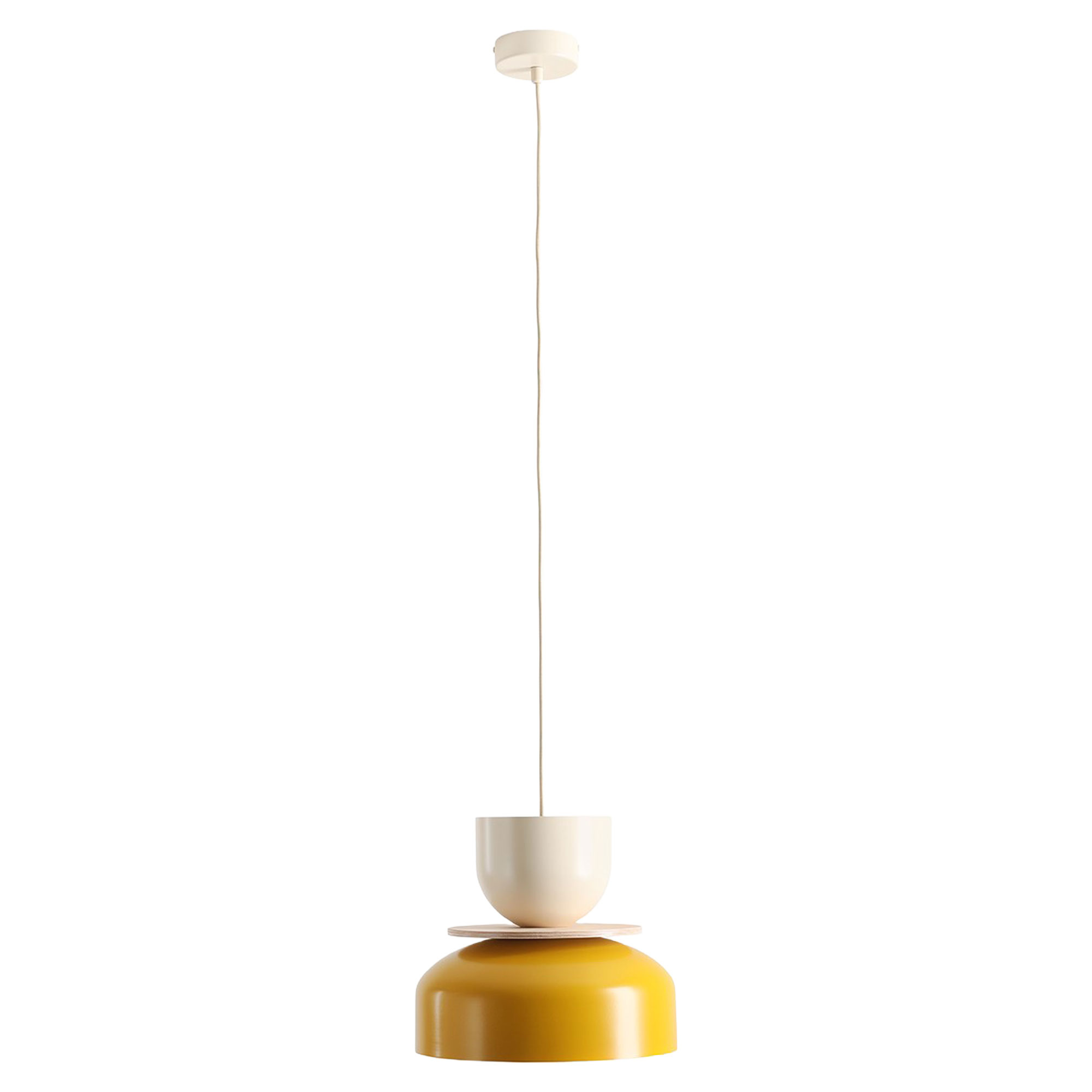 Hængende Lampe Svelo Sennepsgul, Cremehvid