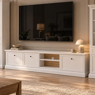 TV-Bord Halma Hvid Opal, Artisan Eg 39.5x206 cm