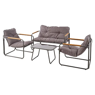 Havesæt med Sofa, 2 LæneStole Og Sofabord Truxen Grå, Brun