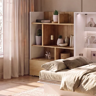 Lenart Bogreol <strong>Bed Concept</strong>  Hvid, Artisan Eg 92x158 cm