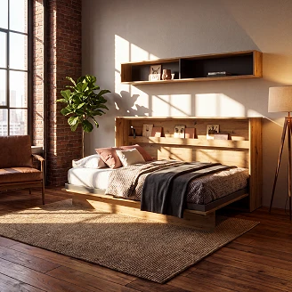 Lenart Væghylde <strong>Bed Concept</strong>  Artisan Eg, Sort 211x33 cm