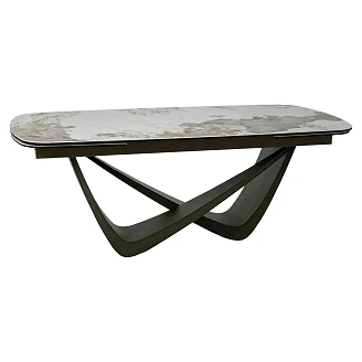 Udtrækkeligt spisebord <strong>Arvela</strong>  Hvid Pandoro, Kobber 200x98 cm