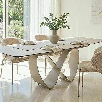 Udtrækkeligt spisebord <strong>Norevi</strong>  Beige Travertine, Kashmir 160x95 cm