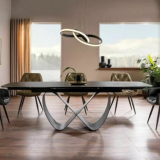 Udtrækkeligt spisebord Norevi Sort Azario Black, Mat sort 160x95 cm