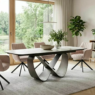 Udtrækkeligt spisebord Norevi Hvid Amber Bianco, Kobber 160x95 cm