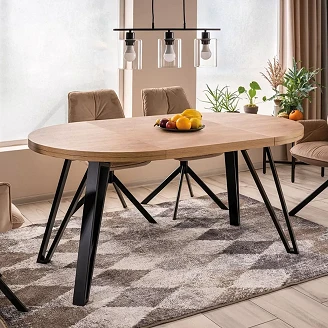 Udtrækkeligt spisebord Velessa Eg Artisan, Sort Ø100 cm