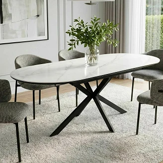 Udtrækkeligt spisebord <strong>Sorvani</strong>  Hvid, Sort 140x80 cm