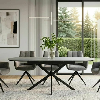 Udtrækkeligt spisebord <strong>Sorvani</strong>  Grå, Sort 140x80 cm
