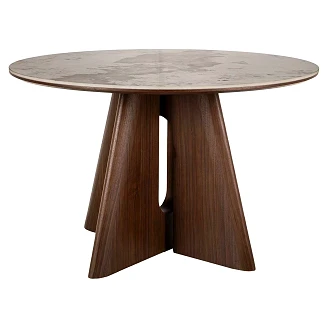 Spisebord <strong>Mirella</strong>  Hvid Pandoro, Valnød Ø120 cm