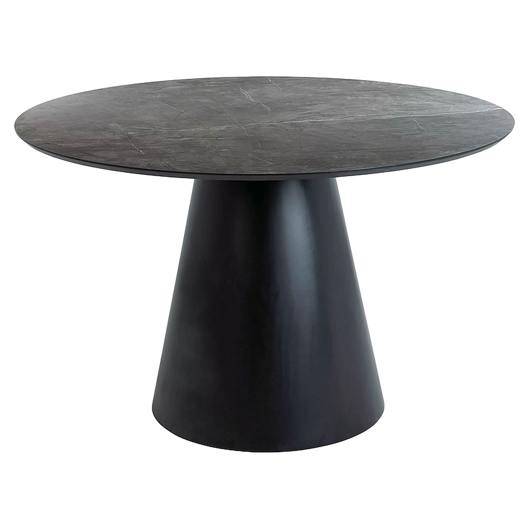 Spisebord Viresta Grå marmoreffekt, Mat sort Ø120 cm