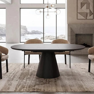 Udtrækkeligt spisebord <strong>Viresta</strong>  Grå marmoreffekt, Sort Ø120 cm
