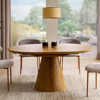 Udtrækkeligt spisebord <strong>Viresta</strong>  Eg Ø120 cm