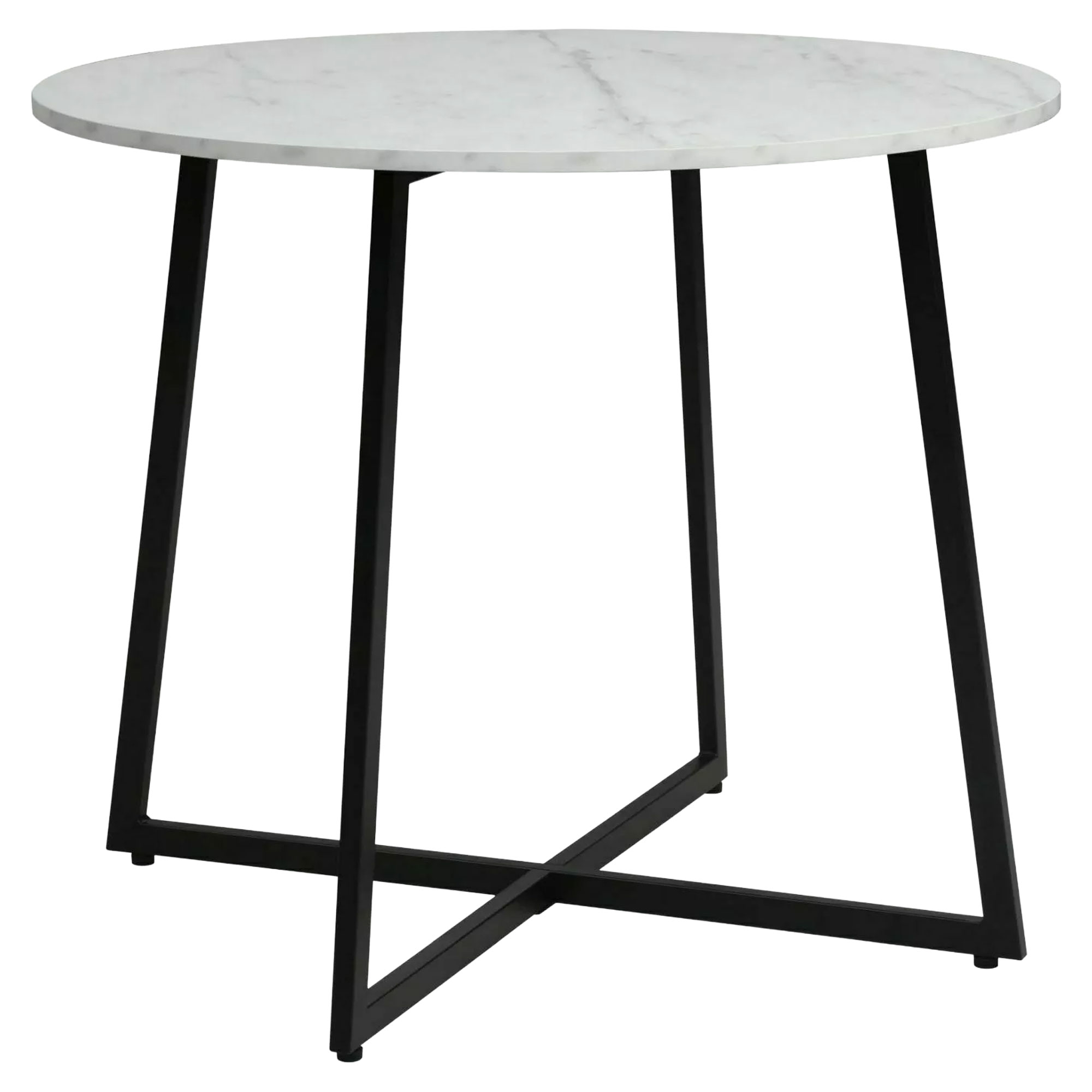 Spisebord Aleris Hvid marmoreffekt, Sort Ø90 cm
