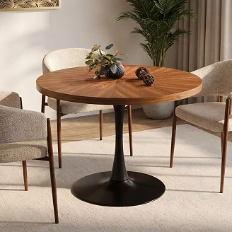 Spisebord <strong>Avelia</strong>  Valnød, Mat sort Ø100 cm