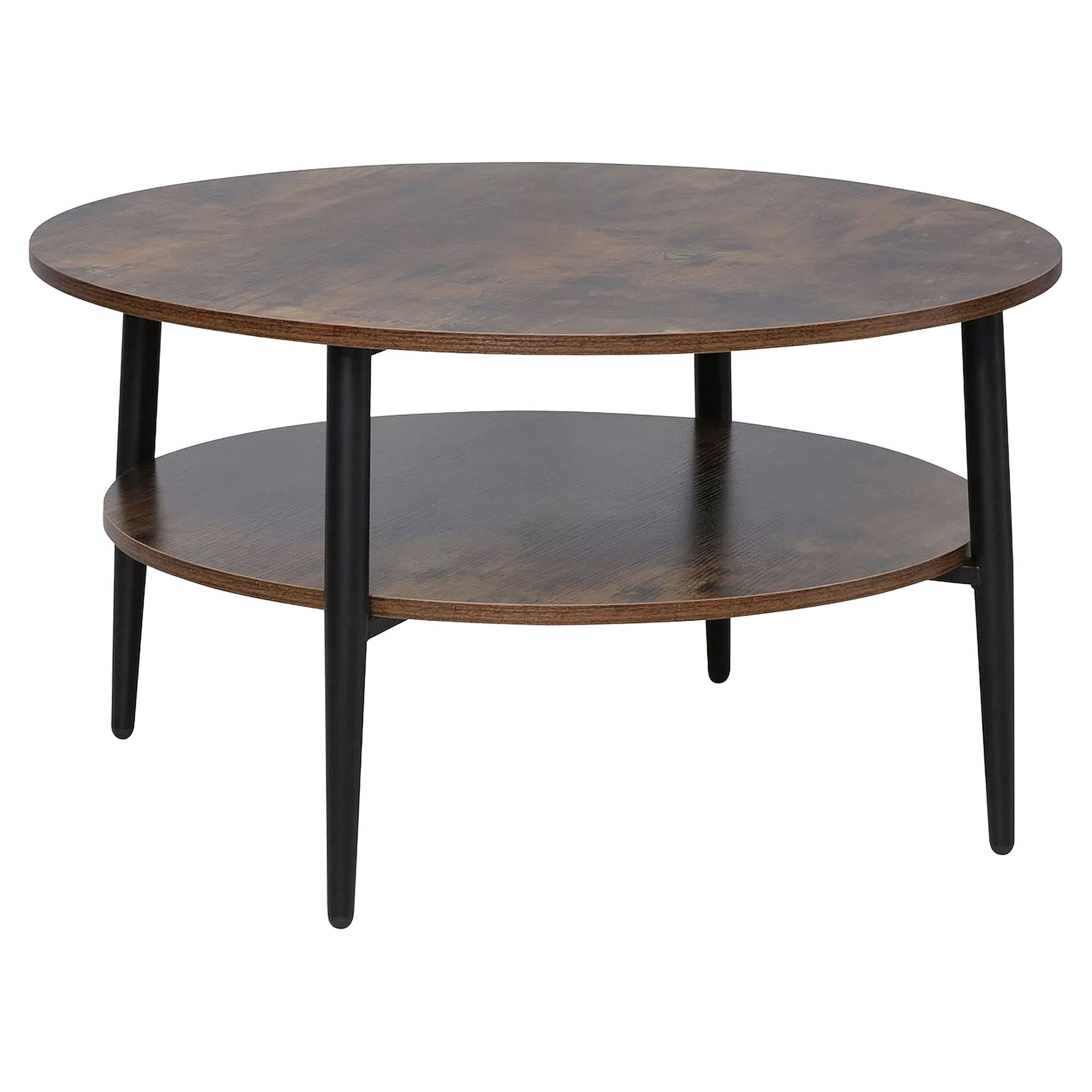 Sofabord Särn Rustikbrun, Sort Ø80 cm