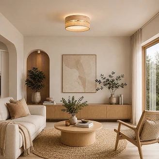 Loftlampe Lunera Beige, Hvid Ø45 cm