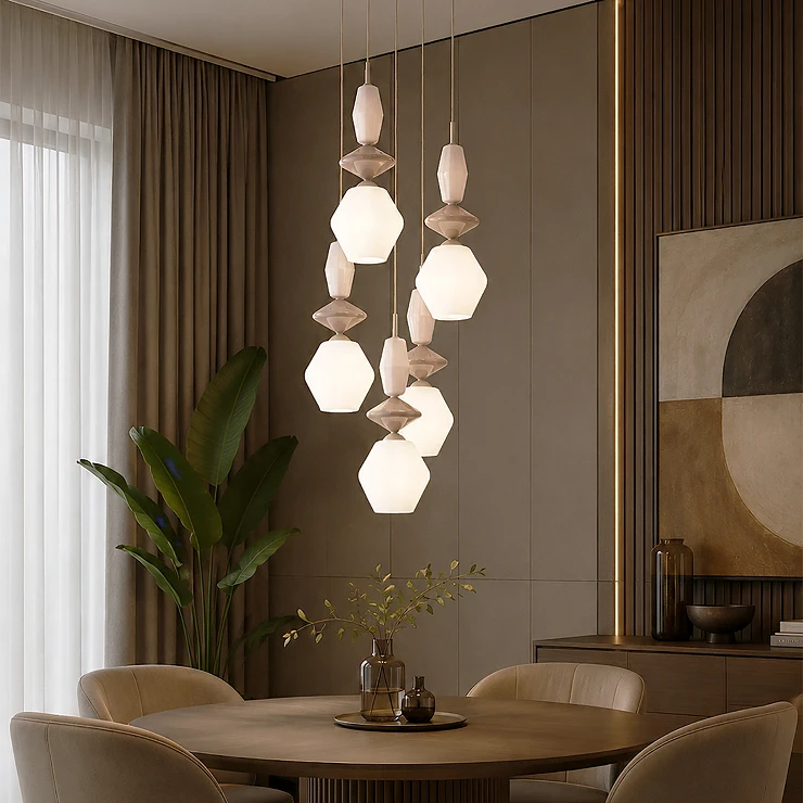 Pendellampe Penta Selvi Beige, Sabia Geometrisk