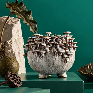 Werner Voss Vase Mushrooms M Grå