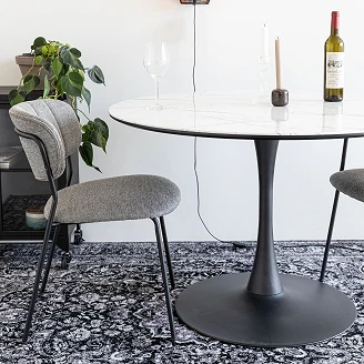 Spisebord Aislen Hvid, Sort Ø110 cm