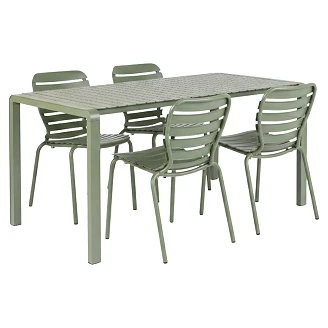 Zuiver Havemøbelsæt Vondel med Bord 214 cm & 4 Stole Grøn