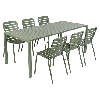 Zuiver Havemøbelsæt Vondel med Bord 214 cm & 6 Stole Grøn