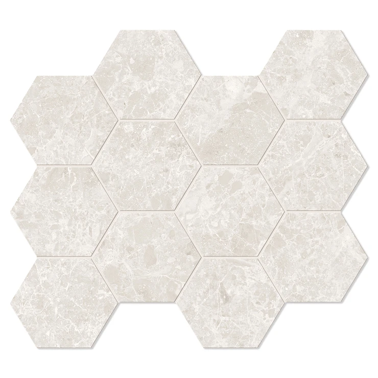 Unicomstarker Sekskant Mosaik Klinker Blooming Stone Alabaster Hvid Mat 30x34 cm