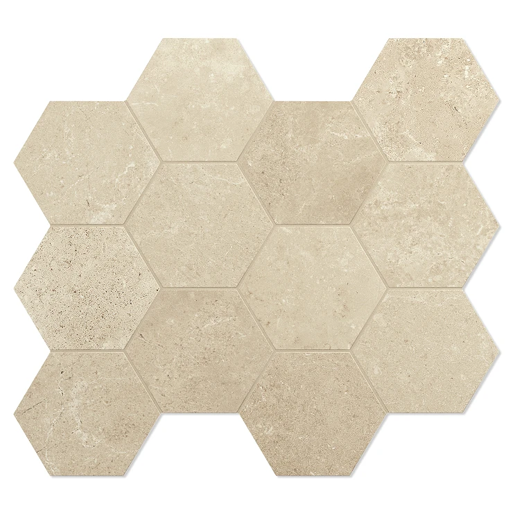 Unicomstarker Sekskant Mosaik Klinker Chateaux Elfenben Mat 30x34 (11.2x9.7) cm