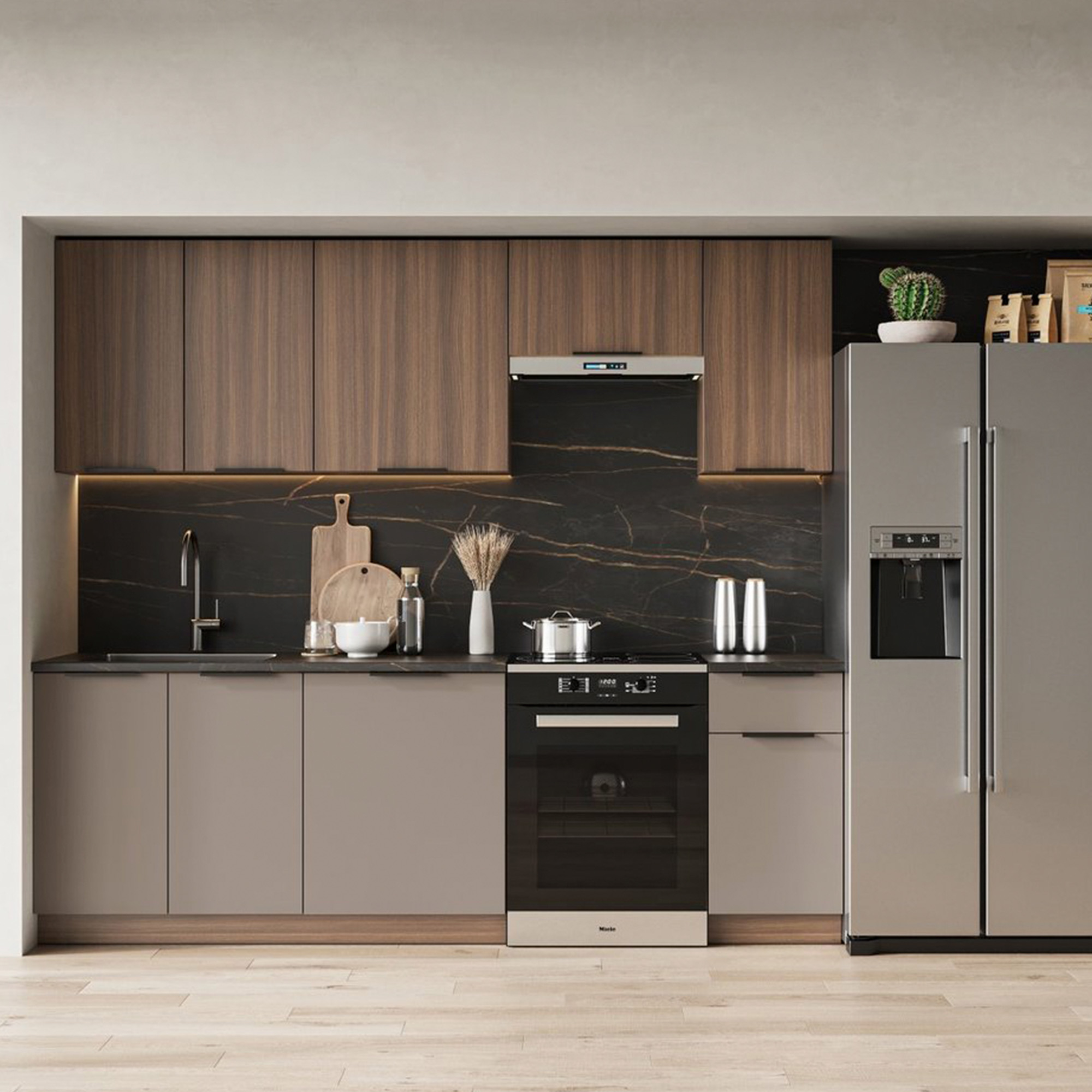 Køkken Rosenvik Valnød/Taupe 240 cm med Bordplade