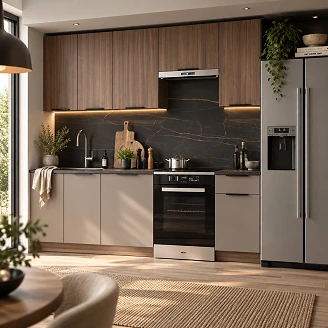 Køkken Rosenvik Valnød/Taupe 240 cm med Bordplade